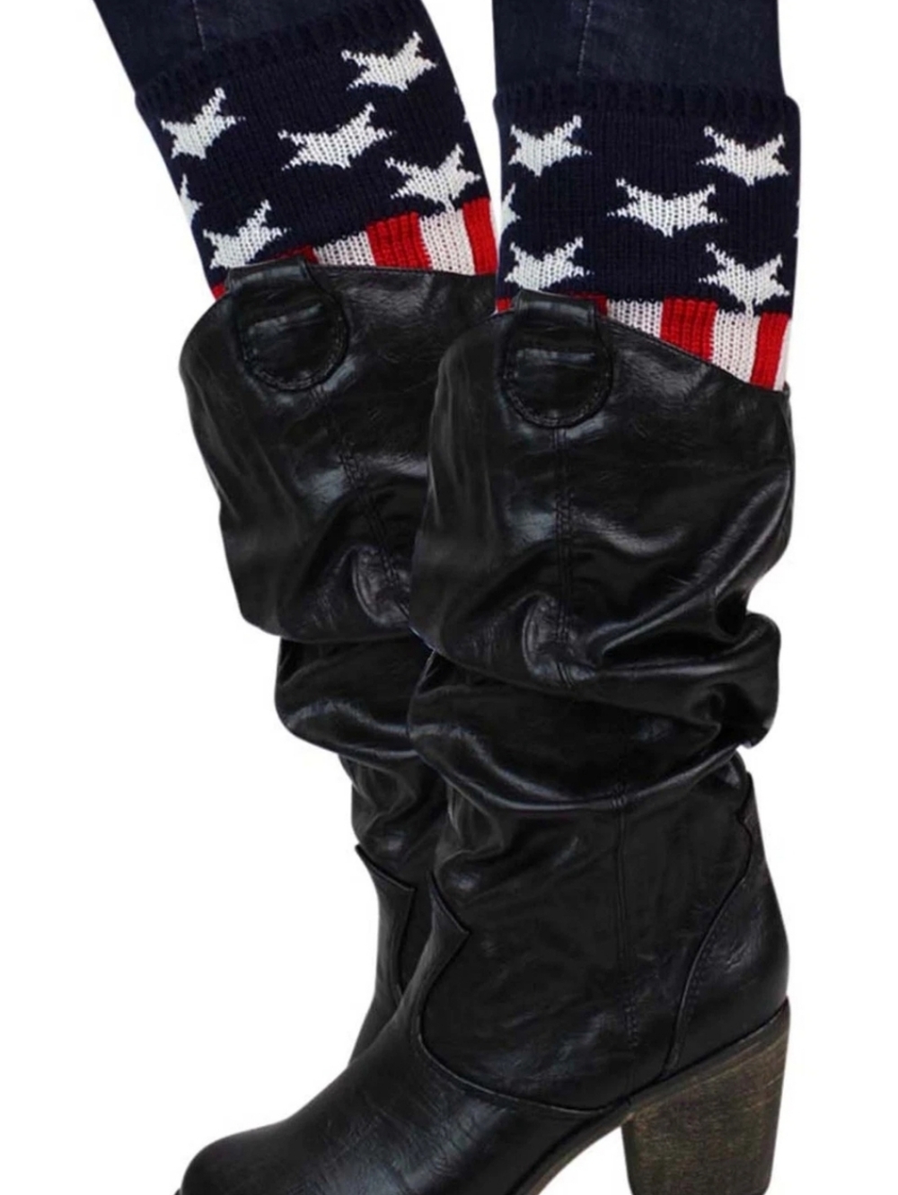AMERICAN FLAG PRINT KNIT BOOT CUFF LEG WARMERS NWT